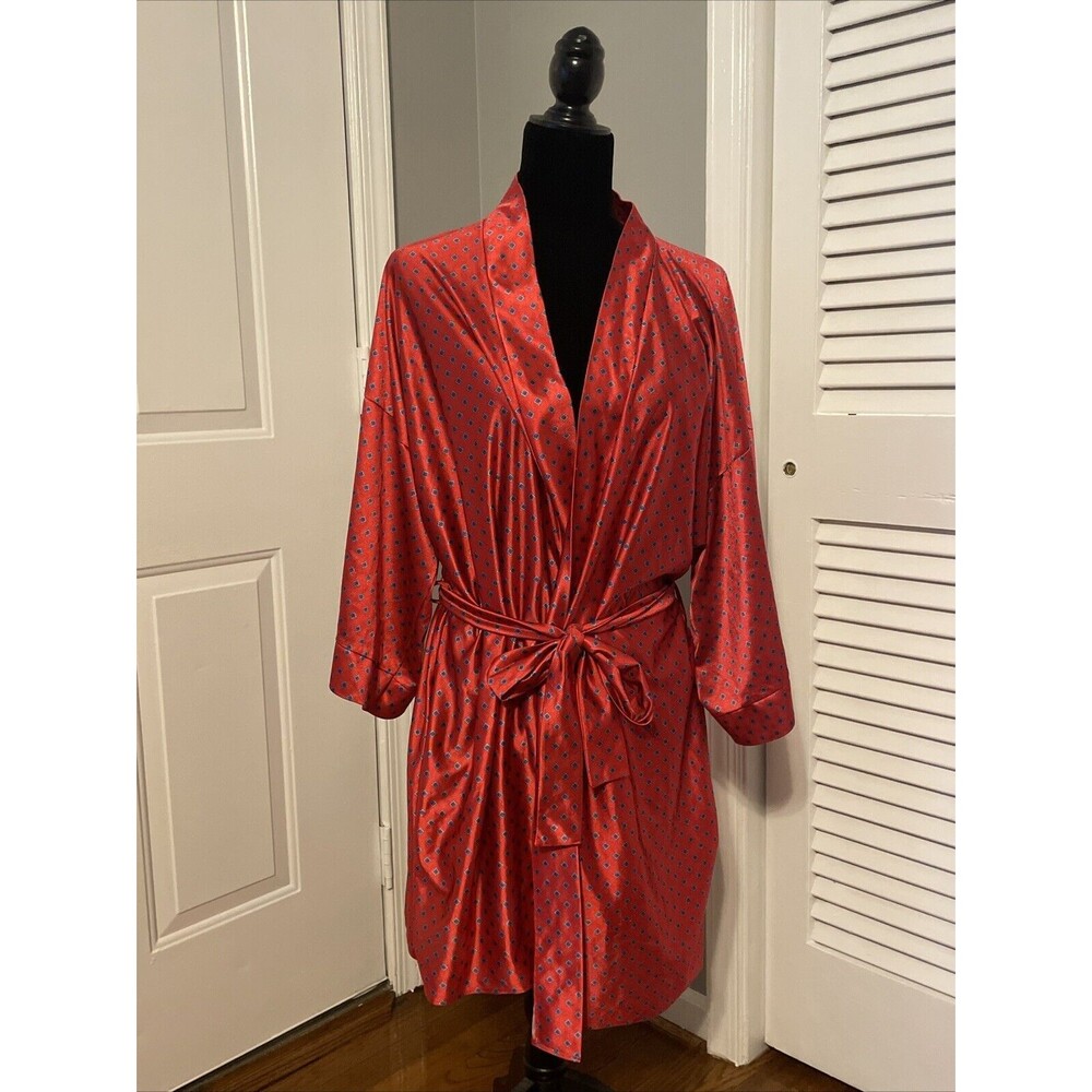 Lady Cameo Dallas Southwestern Geometric Robe Red Blue Lounge Wear Belted Pocket